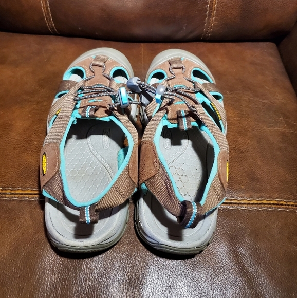Keen Sandals Women's 7.5 Brown Teal Hiking Shoes Waterproof - Picture 3 of 9